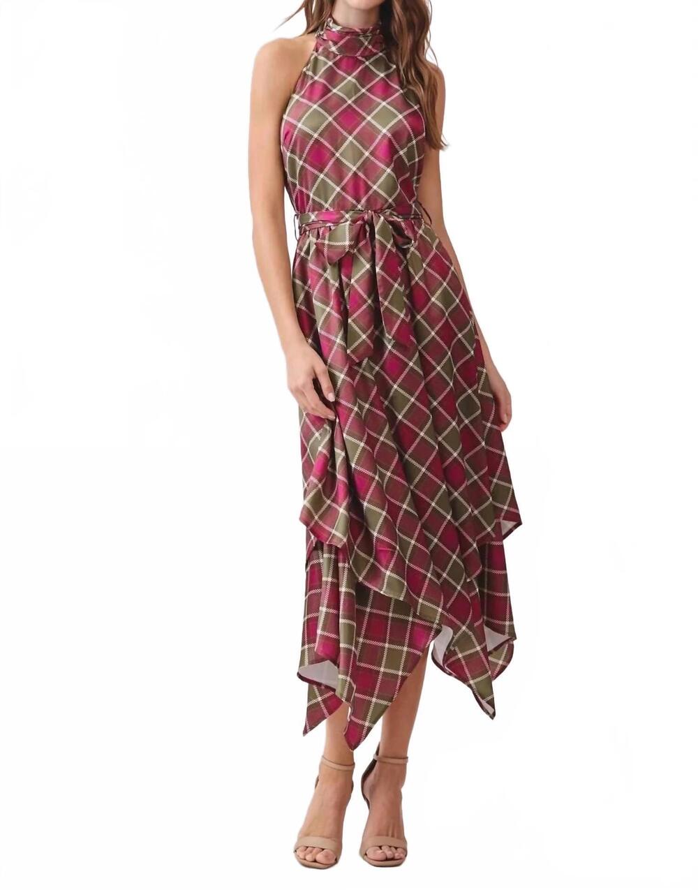 NEW TCEC proper halter dress in plaid